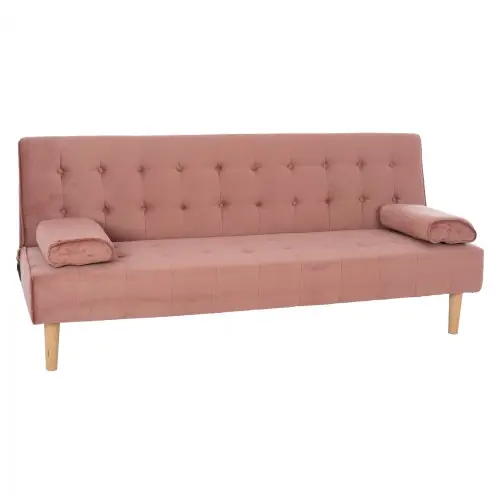 Modernes Schlafsofa WANDA mit beigem Stoff und dekorativen Knöpfen Zertifiziert