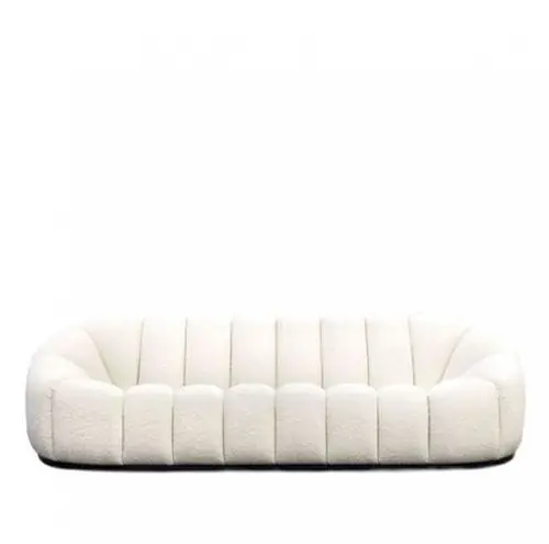 Sonderangebot Sofa "Huxley" aus weißem Geflecht und goldenem Metallrahmen
