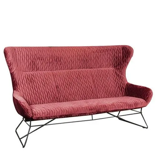 Top-Angebot 3 Sitzer Sofa "Megan" aus rotem Samt und Metallfüßen