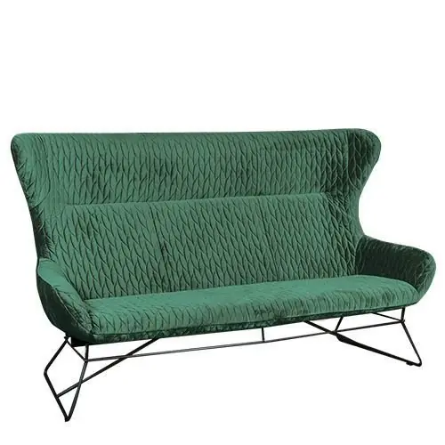 3 Sitzer Sofa "Megan" aus grünem Samt und Metallfüßen Kracherpreis