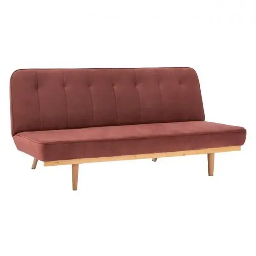 Sofa-Bett 3 Sitzer aus rosé Samt 193x85x88cm Neuheit