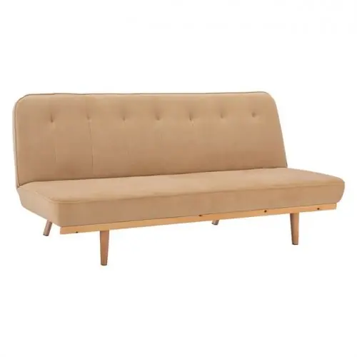 Jetzt Kaufen Sofa-Bett 3 Sitzer aus beigem Samt 193x85x88cm