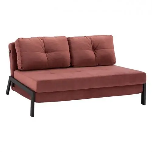 Markenware Sofa-Bett aus rosé Samt 2 1/2 Sitzer 151x92x66cm
