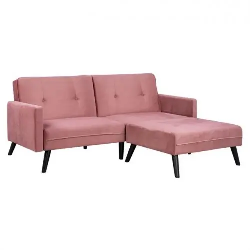 Eck-Sofa Bett "Livia" rose mit extra Fußhocker 211x158x83cm Super-Preis