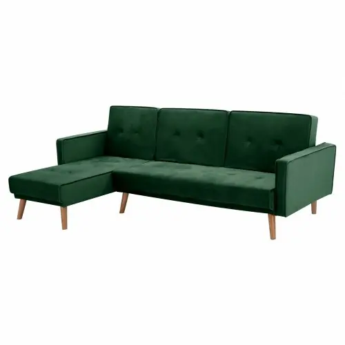 SOFA BETT ECKE WENDBAR TALIA SAMT DUNKELGRÜN 267x153x85 cm. WW3153.03 Schnäppchen