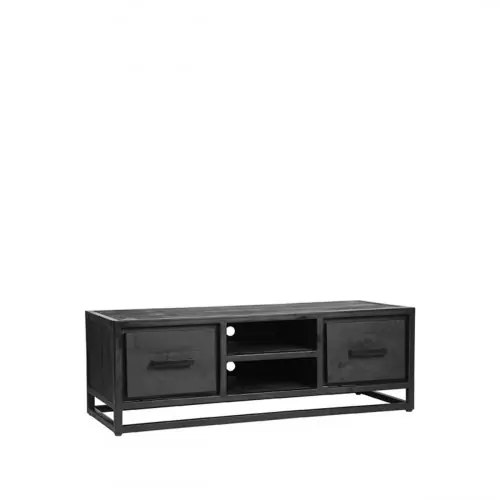 TV-Schrank Chile 120x45x40 cm Schwarzes Mangoholz | Schwarzes Metall Top-Angebot