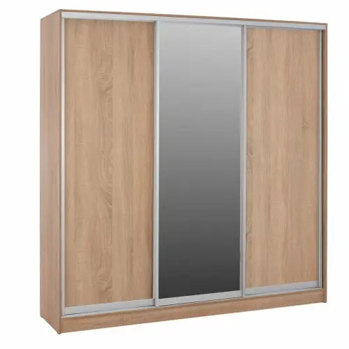 Geprüft SONAMA SCHIEBESCHRANK AUS MELAMIN MIT 3-FLÜGELIGEM SPIEGEL WW2462.01 240x240x60 cm