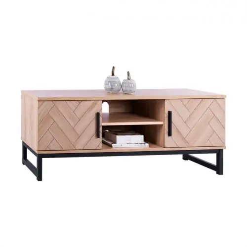 Aktuell TV Möbelstück "Chanelle" in natürlicher Farbe mit schwarzen Beinen 148x39x49 cm