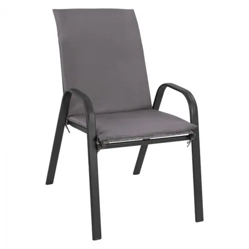 Sofort Bestellen GRAUER METALL-SESSEL MIT GRAUEM KISSEN