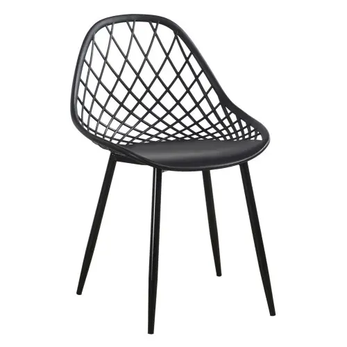 STUHL POLYPROPYLEN IN SCHWARZ MIT SCHWARZEN METALLBEINEN 52x53x82 cm Garantierte Lieferung