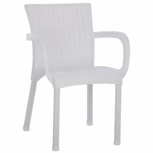 Rabatt SESSEL AUS POLYPROPYLEN RATTAN FUSS ALU FARBE WEISS 60x60x82 cm