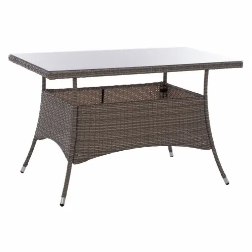 Neu "MINSK" RATTAN METALLTISCH IN MILITARY GRAU 120x70x75 cm