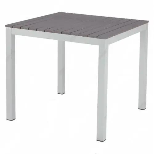 Aktuell Lissabon Aluminium Tisch 82x82 mit Kunststoff Tech Wood in grau