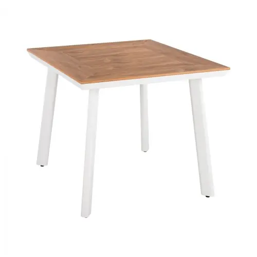 Weißer Aluminiumtisch mit Polywood-oberfläche 80x80xh73 cm. Jetzt Bestellen