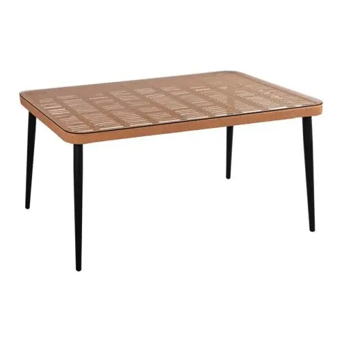 Metalltisch aus schwarzem Metall und Korbgeflecht 160x90x78 cm. Sichere Zahlung