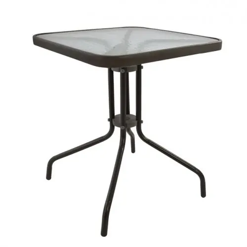 Metallischer Outdoortisch in Braun mit Sicherheitsglas Aktuell