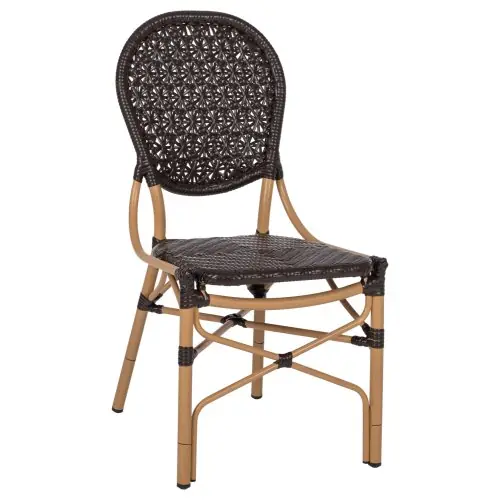Meistverkauft STUHL ALUMINIUM-BAMBUS-OPTIK UND PE-RATTAN IN BRAUN 47x58x95cm