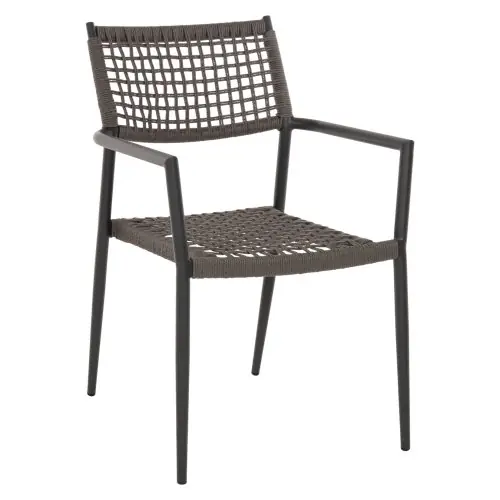 Schnäppchen SESSEL TRILAN ALUMINIUM IN SCHWARZ-SYNTHETISCHEM RATTAN IN NATUR 57x59x85cm