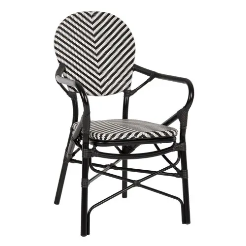 SESSEL AUS ALUMINIUM MIT TEXTLINE SCHWARZ-WEISS 56x59x94,5 cm Preis Gesenkt