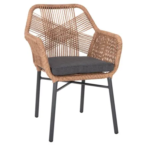 Meistverkauft SESSEL ALUMINIUM ANTHRAZIT-PE RATTAN BEIGE-KISSEN ANTHRAZIT57x65x84Hcm