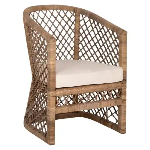 Knallerangebot SESSEL RATTAN IN NATUR-KISSEN IN ECRU 64x68x87Hcm