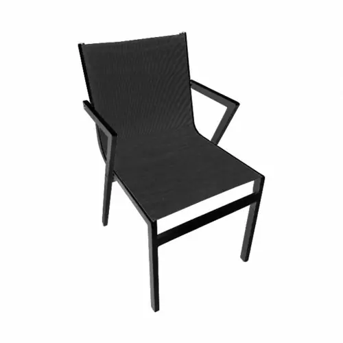 Aluminium Sessel in grau mit schwarzer Textilene 50x61x85 cm Highlight