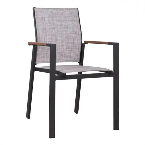"Miller" Aluminium Sessel in grau mit Textilene & Polywood 56x57x90cm Heißes Angebot