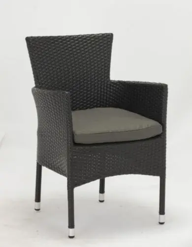 Billig Outdoor Sessel stapelbar aus Aluminium in Schwarz Rattan Look