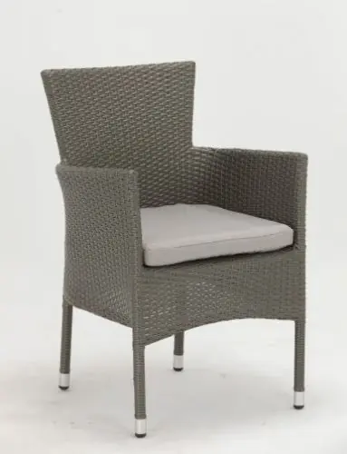 Outdoor Sessel stapelbar aus Aluminium in Grau Rattan Look Jetzt Kaufen