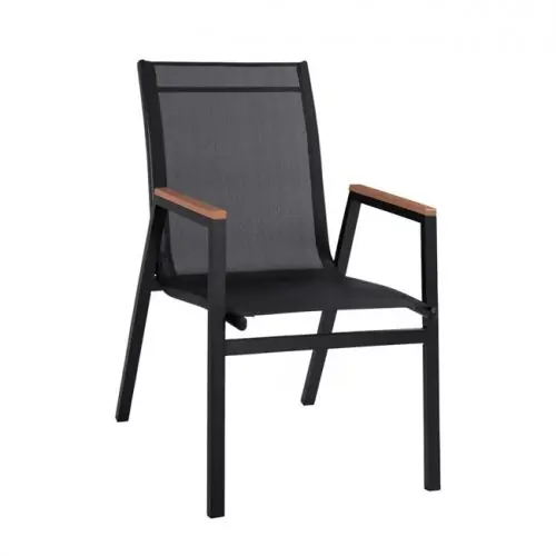 Top-Angebot ALUMINIUM SESSEL SCHWARZ MIT TEXTILEN SCHWARZ & POLYWOOD 53x67x87 cm