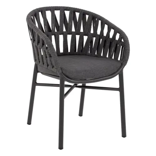 Ausverkauf SESSEL ALUMINIUM ΙΝ ANTHRAZIT MIT ANTHRAZIT-FARBENDEM SEIL 58x57x78 cm