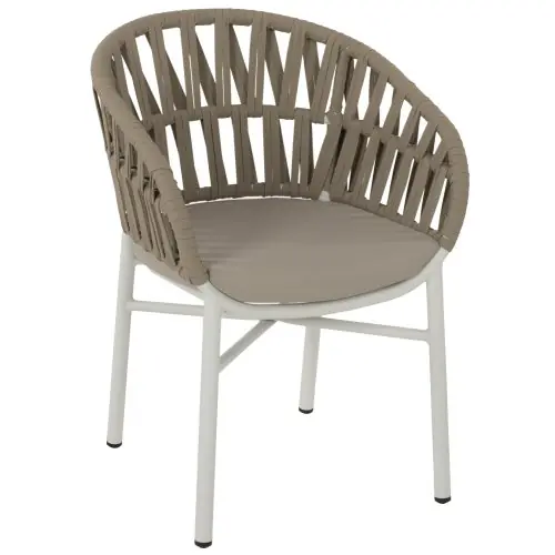 Sofort Bestellen SESSEL ALUMINIUM WEISS MIT BEIGEM SEIL 58x57x78 cm