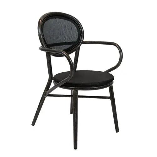 Bestpreis Outdoor Sessel "Jaya" Aluminium in schwarz stapelbar mit Geflecht-Rücken