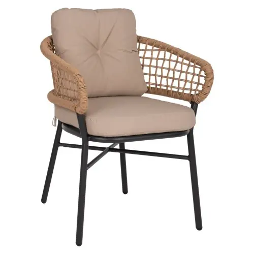 Preiswert ALUMINIUM-SESSEL DUNKELGRAU PROFESSIONAL KISSEN RATTAN BEIGE 57x61x74cm