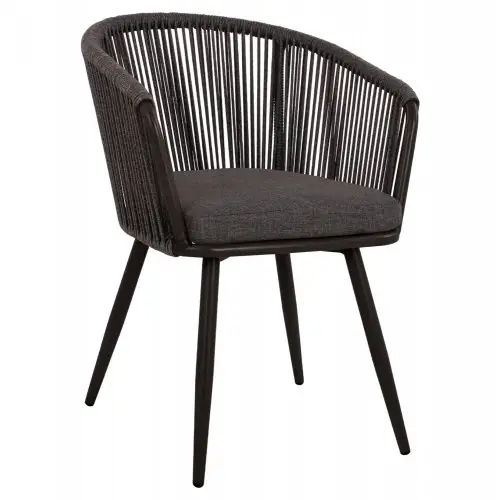 Sessel "Harriet" in Aluminium anthrazit schwarz mit Seil und Kissen 60Χ62Χ81 cm Solange Der Vorrat Reicht