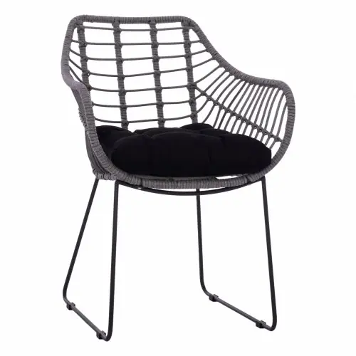 "RADIA" SESSEL GRAU WICKER GEWEBE MIT MASSIV METALLGESTELL 60x62x84 cm Begrenztes Angebot