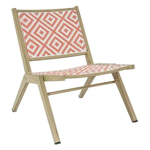Aluminium Stuhl "Javi III" im Bambuslook und beige-pink Geflecht Top-Angebot