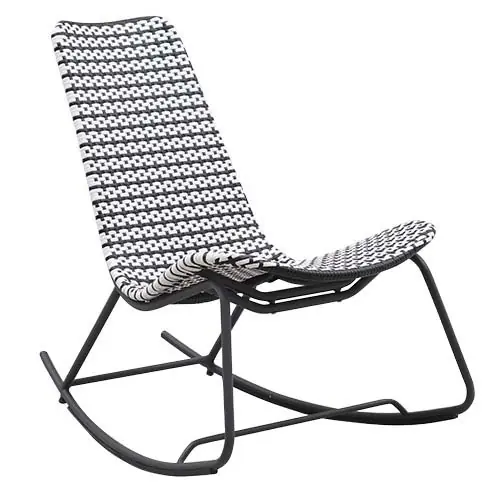Meistverkauft Outdoor Schaukelstuhl "Pya" aus PE Geflecht in schwarz weiß und Aluminiumrahmen