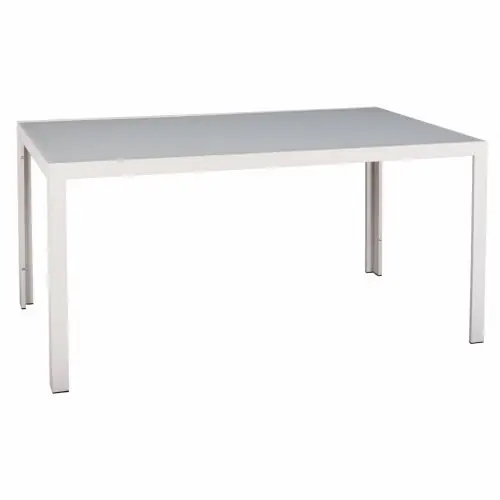 Expressversand Metall rechteckiger Tisch in weiss mit weissem Glas 150X90Χ75cm