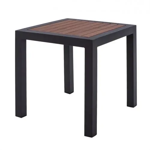 GRAUER ALUMINIUMTISCH MIT POLYHOLZ 45Χ45X45,5 cm. Solange Der Vorrat Reicht