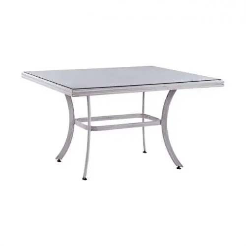 Outdoor Tische günstig kaufen | Garten und Terrassen Tisch Aluminium Bambusoptik in weisser Farbe 150X90 cm mit Textil auf der Oberfläche und eingebautem Glas Sonderangebot