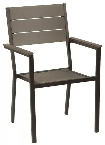 Gartenstuhl aus Polywood und Aluminium Gestell Stapelstuhl in grau 54x56x90 cm Angebot