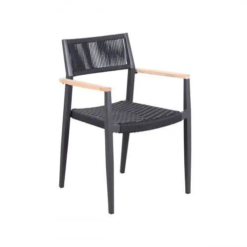 Jetzt Bestellen Aluminium Sessel "CORSIKA" mit Geflecht und Teakholz Lehne