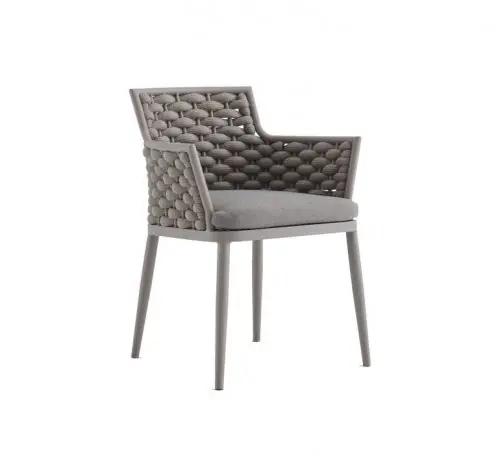 Neue Kollektion Aluminium Sessel "LEON" in Taupe Farbe mit Geflecht