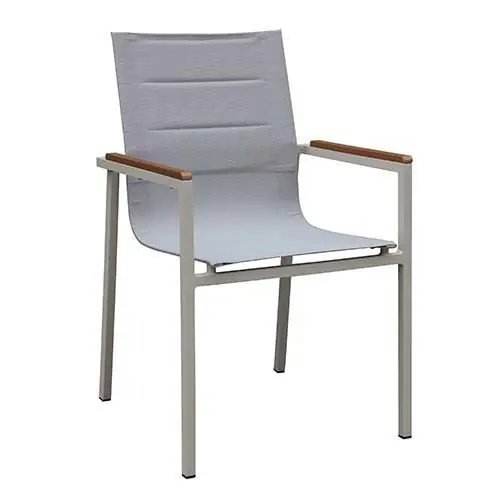 Zertifiziert Outdoor Sessel "Crylon" aus Aluminium und Textilene in grau 56x87x45x56 cm