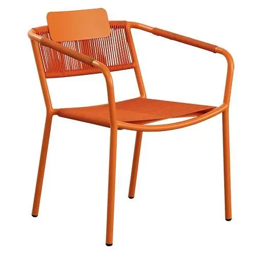 Zertifiziert Outdoor Sessel "Kiwi" aus Aluminium und Seilgeflecht in orange 61x80x46x65cm cm stapelbar