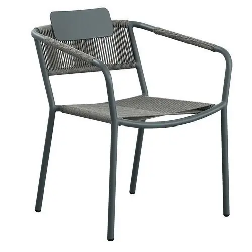 Outdoor Sessel "Kiwi" aus Aluminium und Seilgeflecht in grau 61x80x46x65cm cm stapelbar Kracherpreis