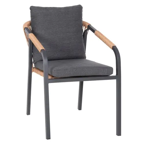 SESSEL AUS CARBON ALUMINIUM & KISSEN-BRAUN PERATTAN 57x61x75cm. Zertifiziert