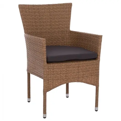 Outdoor-Sessel aus Metall mit Korbgeflecht und Kissen in Braun-Mokka Knallerangebot