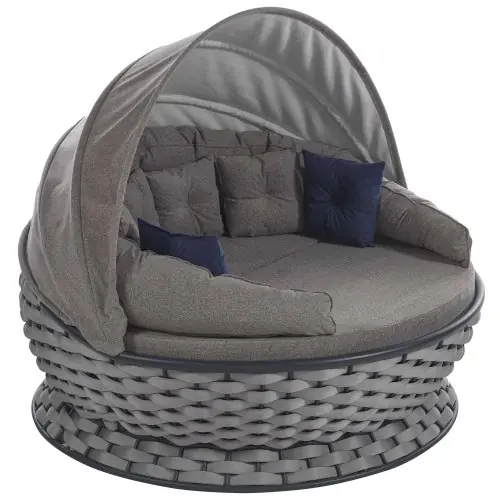 Sichere Zahlung ZWEISITZER-SOFA, RUND, METALLSCHAUM-SEILFARBE, GRAU